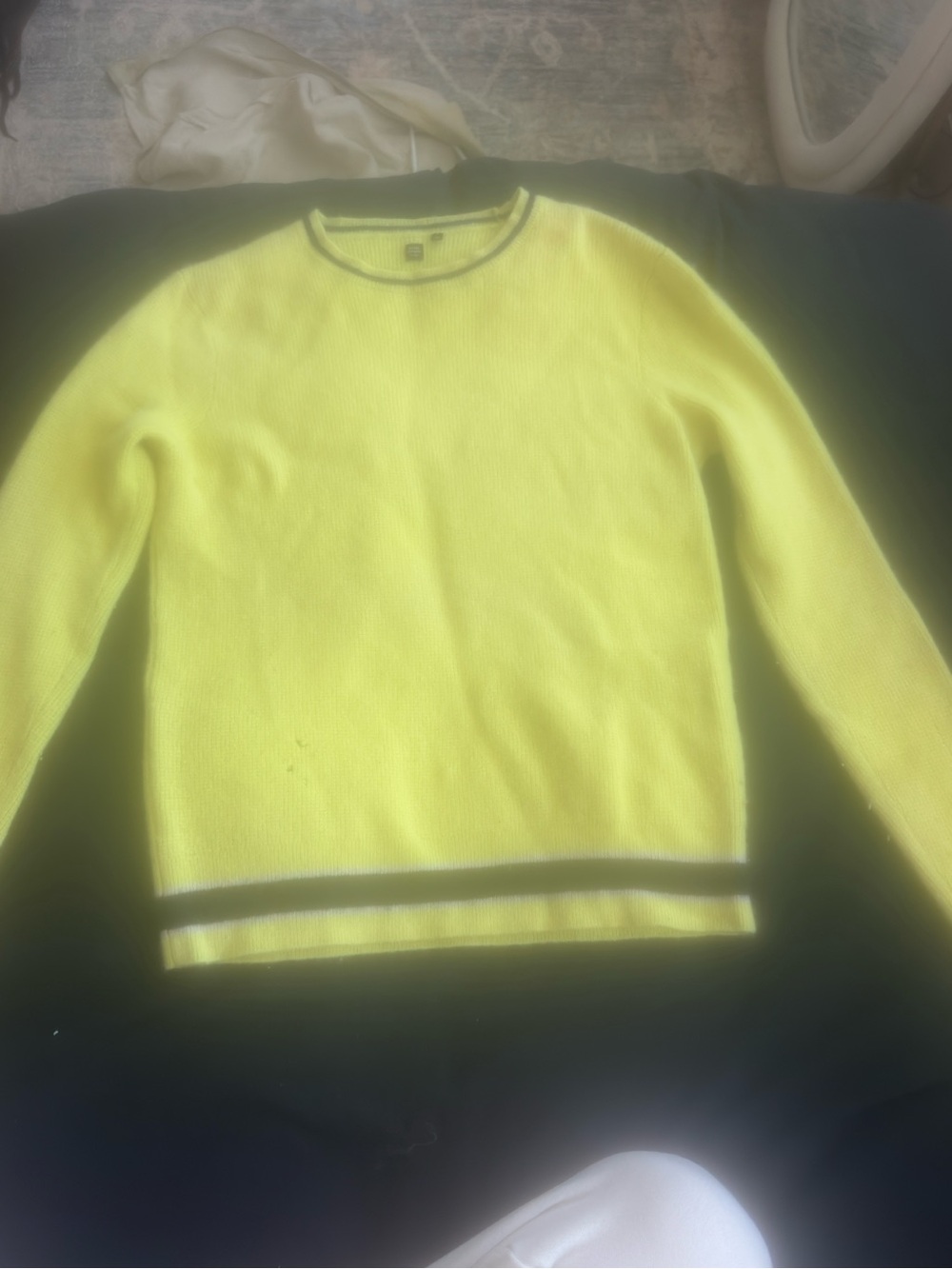 Opening Ceremony Men's Neon Yellow Crewneck Sweater with Black Trim